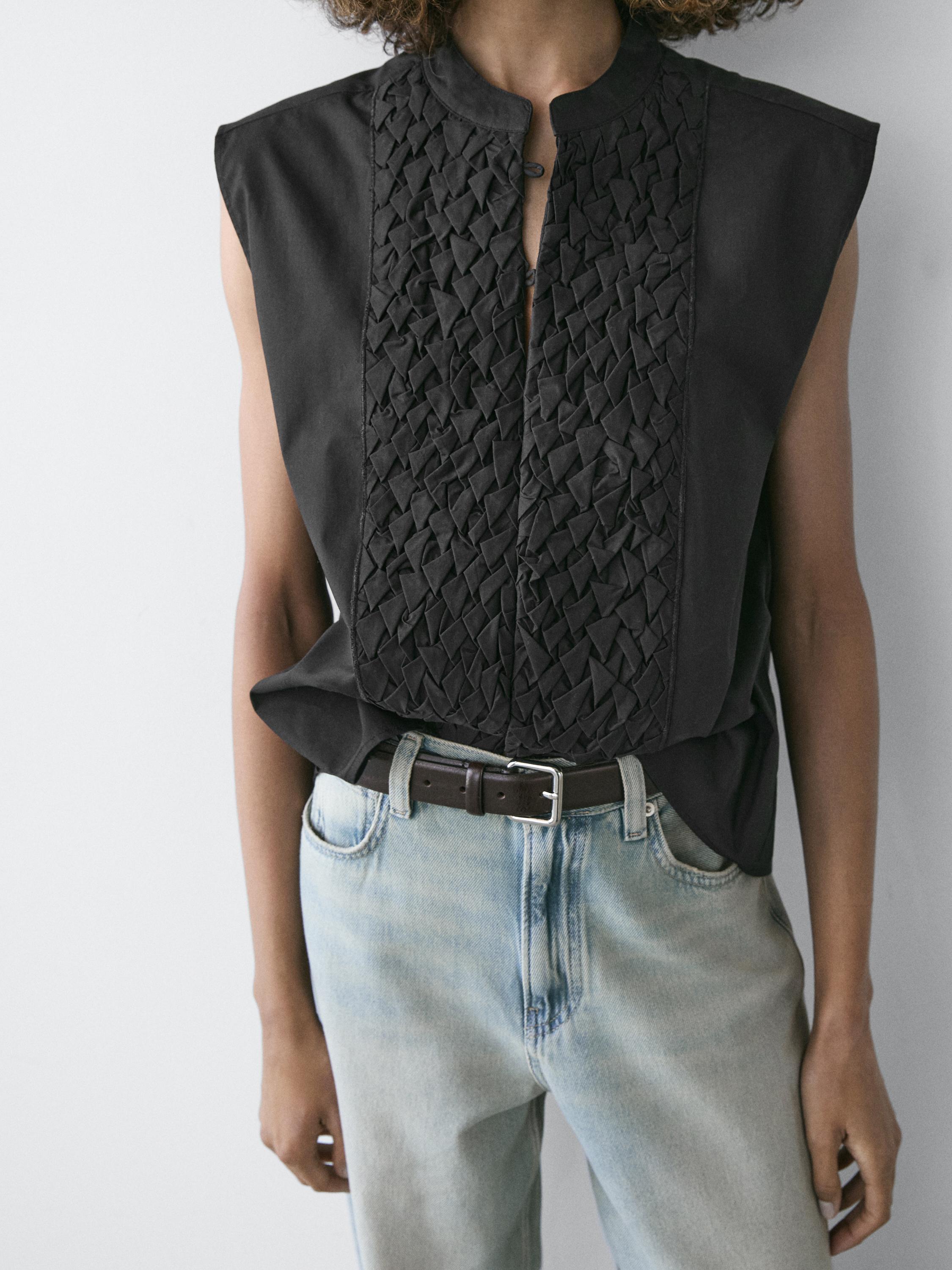 Veste sans manches en coton à plastron